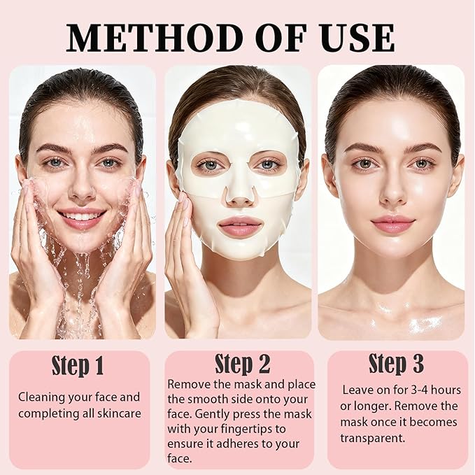 5 Pack Bio-Collagen Face Mask, Collagen Face Mask Overnight, Hydrating Hydrogel Facial, Deeply Hydrates, Minimizes Pores, And Enhances Elasticity