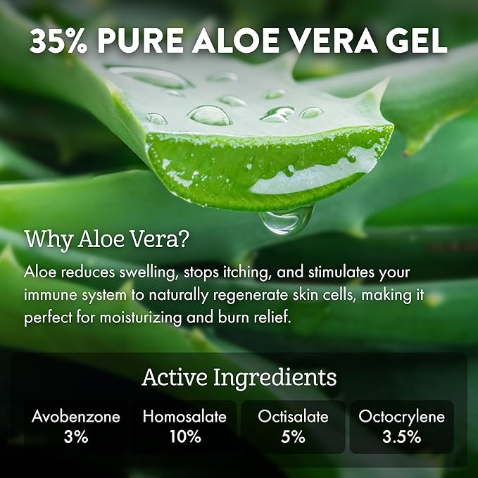 Aloe Up Sport Sunscreen Body Lotion SPF 30 | Broad Spectrum Sunblock Aloe Vera Gel | Non-Greasy,Skin Sun Protection, No White Cast | Reef Friendly, Water Resistant 80 Minutes | Fragrance-Free, 3 Oz