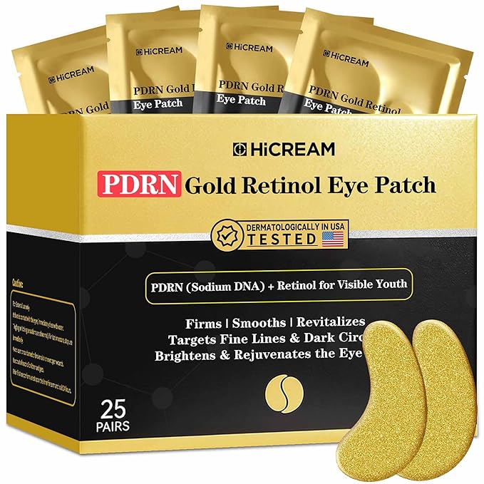 PDRN Under Eye Patches, 25 Pairs Retinol & Caffeine Eye Mask, Collagen Hydrating Eye Pads for Dark Circles, Puffy Eyes & Wrinkles – Eye Treatment Skincare Gift for Men & Women