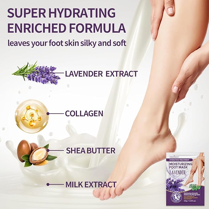6 Pack Moisturizing Foot Mask,Hydrating Foot Masks for Dry Cracked Feet,Moisturizing Socks Dry Skin Moisturizer for Soft and Smooth Touch Feet,Foot Care Spa Gifts for Women Men Mothers Day Gifts