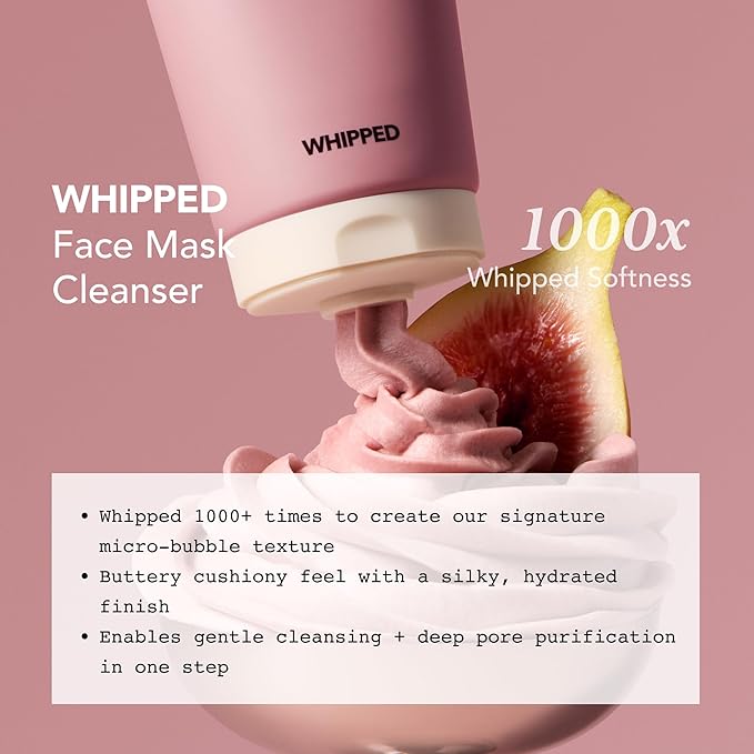 Whipped Korean Skincare Face Wash, Doubles as a Face Mask, Fig Butter, Deep Cleansing Vegan Facial Cleanser for Dry Skin and Barrier Care with Niacinamide, Hyaluronic Acid, Ceramides