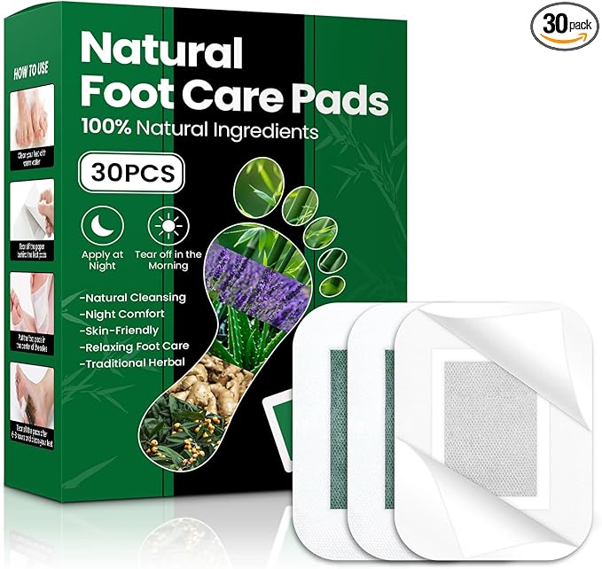 30 PCS Foot Care Pads, Natural Deep Cleansing Foot Patches for Fatigue Relief & Relaxation with Bamboo Vinegar | Ginger | Aloe | Lavender, Natural Sleep Aid & Circulation Support for Daily Basic Care