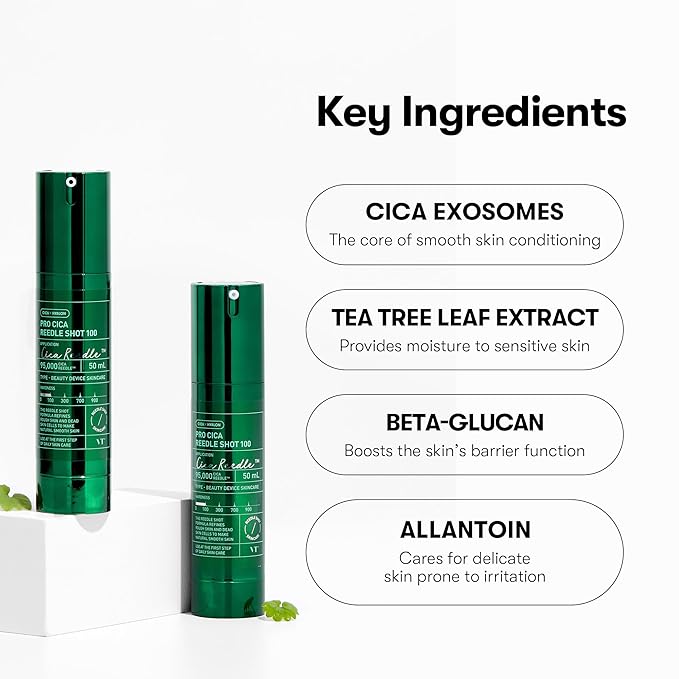 VT COSMETICS Pro Cica Reedle Shot 100 Serum with Centella Asiatica Extract, Cica Exosome & Spicule Microneedling Formula, Korean Skin Booster, 1.69 fl oz(50ml)