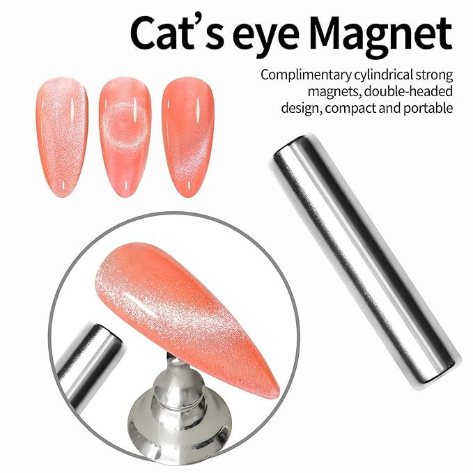 MAYCHAO 15ML Coral Cat Eye Gel Nail Polish 1Pc Carly Coral Peach Orange Gel Polish Soak off Holographic Magnetic Nail Polish for Nail Art Manicure Salon DIY at Home, 0.5 OZ