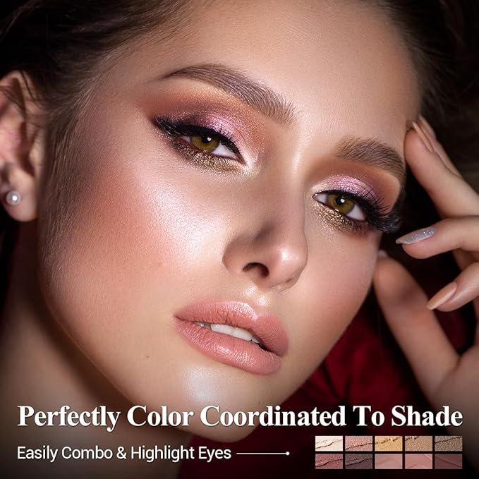 LUXAZA PRO Brown Eyeshadow Stick Makeup Set 10PCS, Neutral Shimmer And Matte Cream Eye Shadow Palette, Metallic Bronze Smoky Eyeliner Brightener Crayon Pencil Kit, Ideal Gift for Women -Espresso