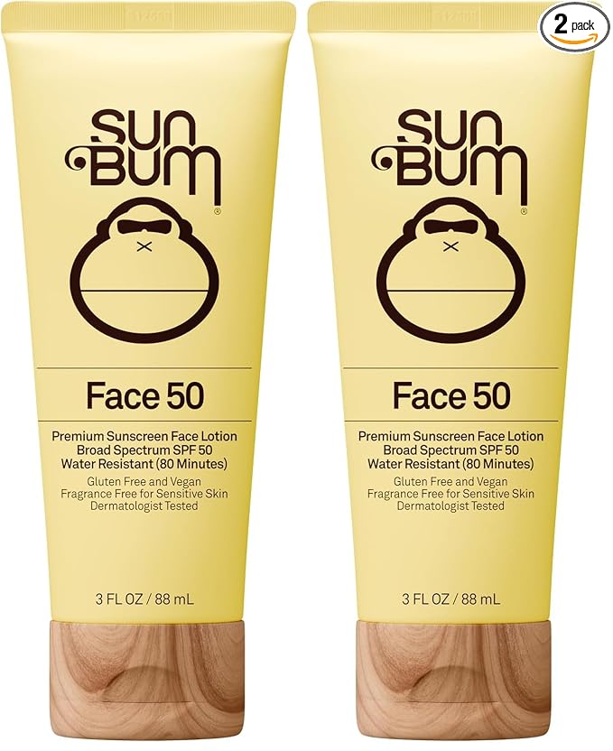 Sun Bum Original SPF 50 Sunscreen Face Lotion - Broad Spectrum Moisturizing Facial Sunscreen with Vitamin E -Fragrance Free - Travel Size - 3 oz (Pack of 2)
