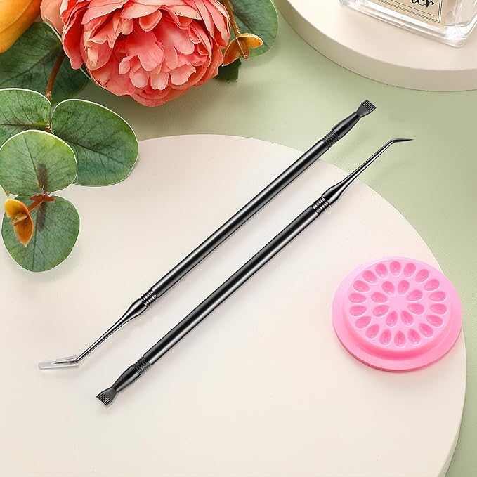 Chumia 2 Pcs Lash Lift Tool, Lash Separator Tint Stainless Steel Metal Lift Rods Beauty Tool with Comb for Eyelash Eyebrow Perming Tinting Curling Extensions Supplies(Black)