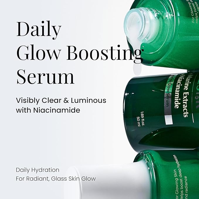 Daily Glow Boosting Serum, Hydrating Glass Skin Niacinamide Face Serum for Dull, Dehydrated&Sensitive Skin, Lightweight Soothing Care with Marine Complex, Korean Skin Care (1.69 Fl Oz / 50ml)