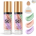 2PCS Color Correcting Primer Face Makeup with Powder Puff,Face Primer with SPF 50,Oil Control Primer Makeup,Hydrates and Moisturizes,Radiance Skin,Protector Solar Para La Cara Con Color