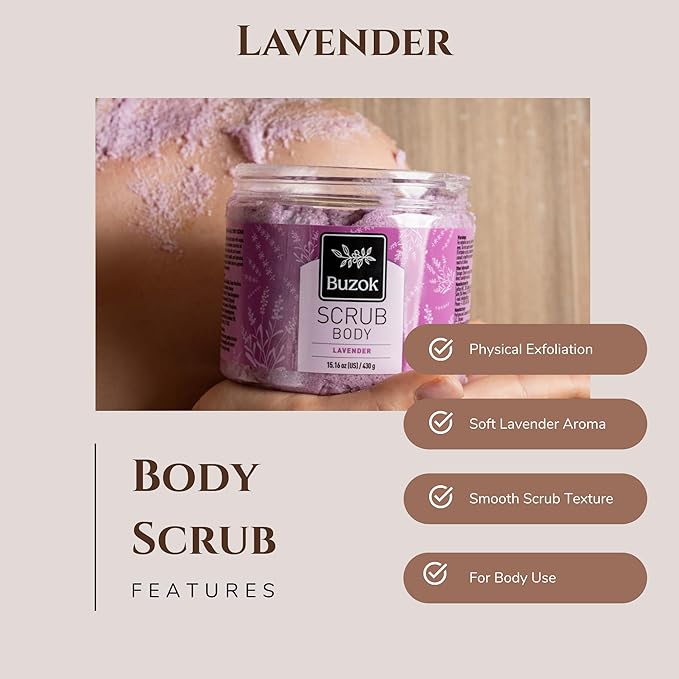 Lavender Body Scrub – Exfoliating Salt Scrub for Body Cleansing & Smoothing – Soft Lavender Scent – For Shower & Bath Use