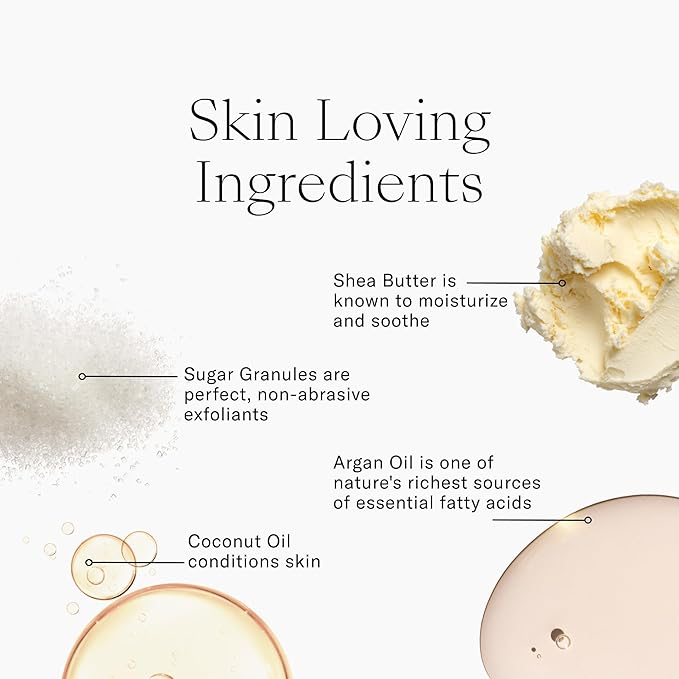 Josie Maran Argan Sugar Balm Body Scrub - Exfoliating Sugar Scrub with 100% Pure Argan Oil & Coconut Oil - Softens, Smoothes & Hydrates Dry Skin - Vegan + Cruelty Free - Vanilla Bean (10 oz)