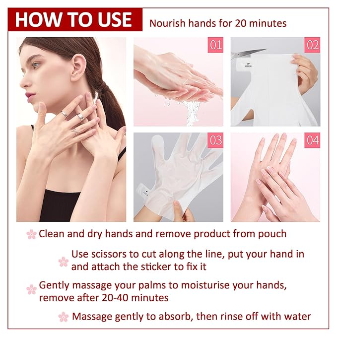 Hand Masks Moisturizing Gloves,6 Pairs Hydrating Hand Peel Masks Gift Set for Dry Cracked Hands Care,Long-lasting and Non-greasy Hand Moisturizer Gloves for Women F