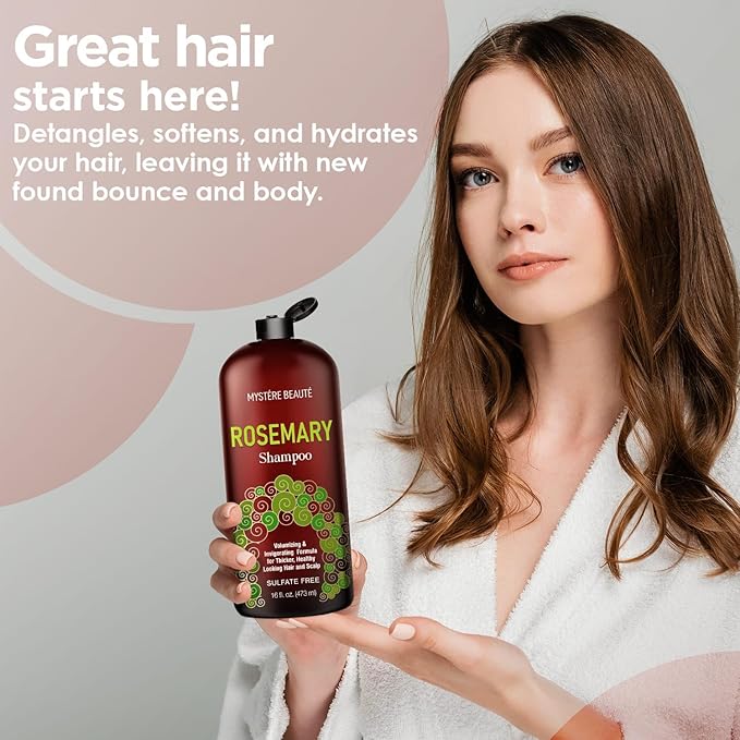 Rosemary Shampoo - Rosemary Shampoo for Hair Growth Organic - Promotes Hair Growth & Scalp Health - Volumizing Formula for Thicker Healthier Hair - Sulfate & Paraben Free, for Men Women - 16 fl oz
