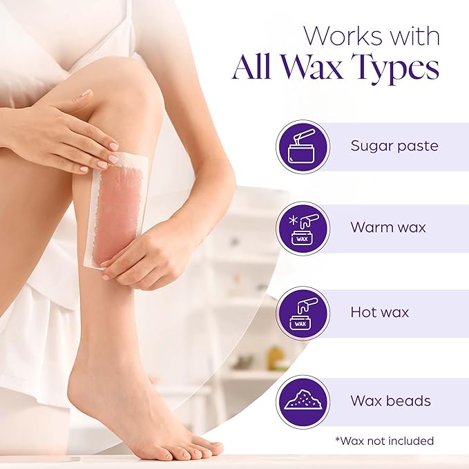 160 Wax Strips for Hair Removal – Extra-Large Non-Woven Strips for Legs, Arms, Back & Body – Works with All Soft Waxes – Salon & Home Use