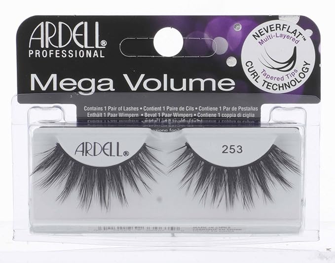 Ardell Mega Volume Lash 253 Multi-Layered False Lashes with Curl Technology, 4 Pairs