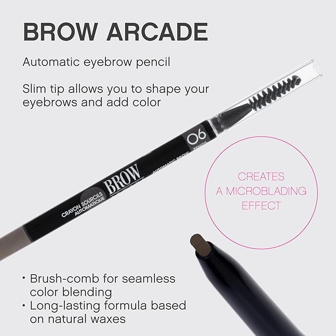 Vivienne Sabó Brow Arcade Eyebrow Pencil – Micro Definer with Spoolie Brush, Smudge-Resistant Color for Natural-Looking Arches and Precision Shaping, Shade 06 Graphite Grey, 0.035 oz