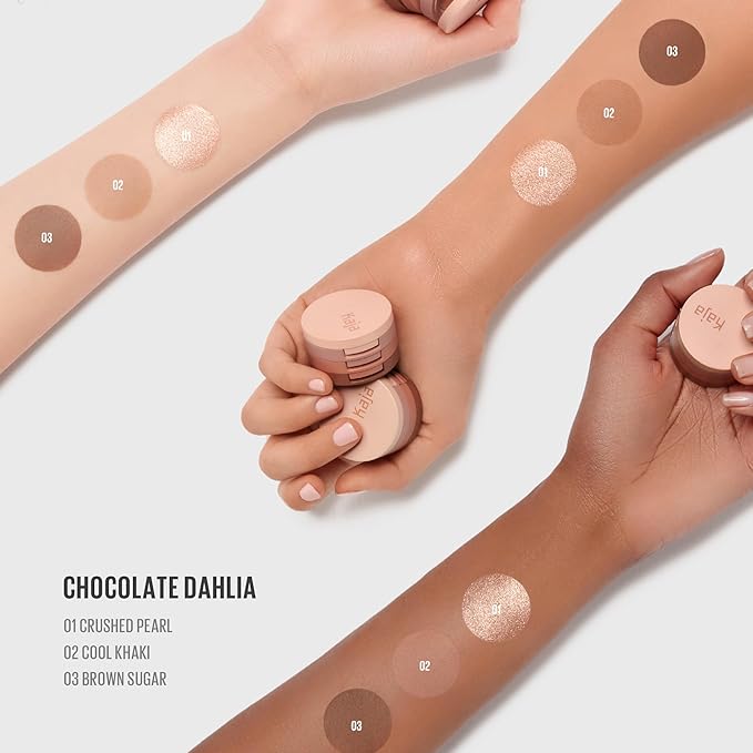 Kaja 3 Colors Eyeshadow - Beauty Bento 08 Chocolate Dahlia | Mosaic Chrome, Shimmer, Matte finish, Cruelty free, K-Beauty Mini Palettes, Easy Finger Blendable, Glitter, High Pigmentation, 0.03 Oz
