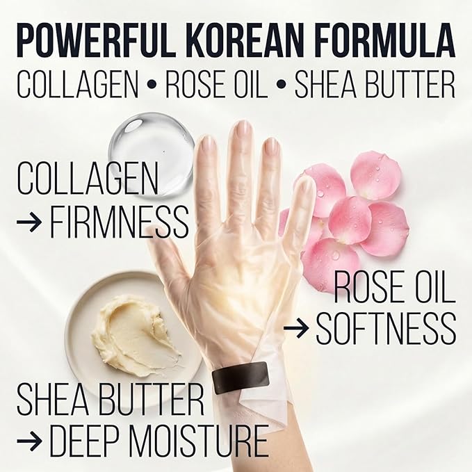 Hand Mask – Moisturizing Gloves for Dry Cracked Hands – 15-Minute or Overnight Treatment, Collagen Hand Masks, Hand Moisturizer Cotton Gloves for Sleeping Alternative, Repairing Treatment for Women