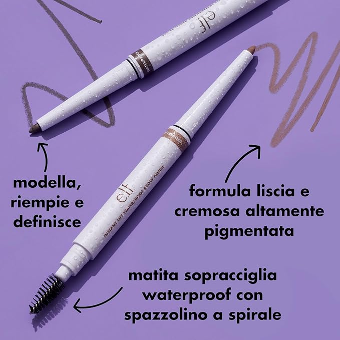 e.l.f. Instant Lift Waterproof Brow Pencil, Dual-Ended Precision Brow Pencil For Shaping & Defining Eyebrows, Vegan & Cruelty-Free, Grey (Pack of 2)