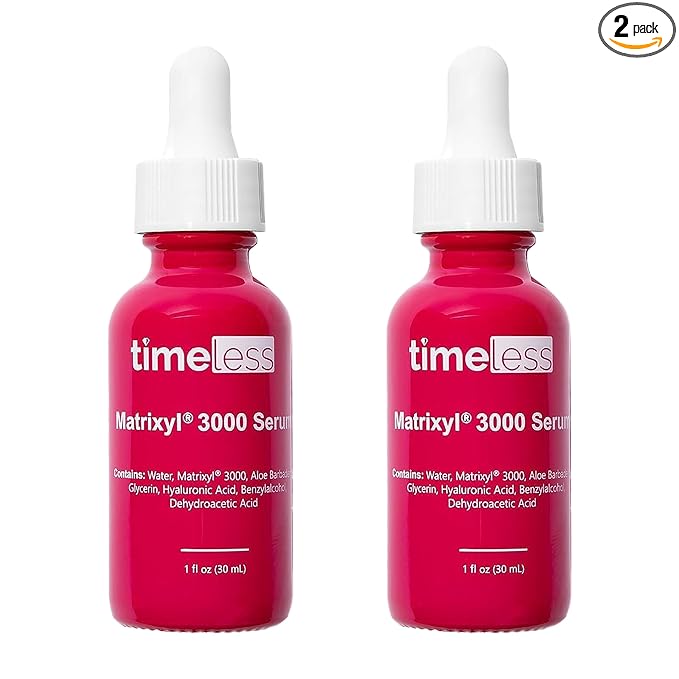Timeless Skin Care Matrixyl 3000 Serum - Personal Care Face Serum Supports Hydration - with Hyaluronic Acid - Fragrance-Free - for Skin Care - 1 oz (Pack of 2)