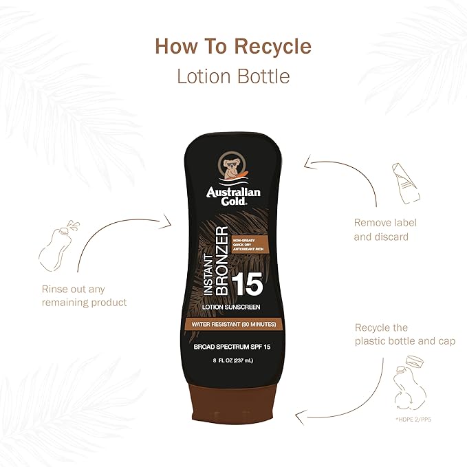 Australian Gold SPF 15 Lotion Bronzer, Twin Pack, 8 FL Oz (Pack of 2)