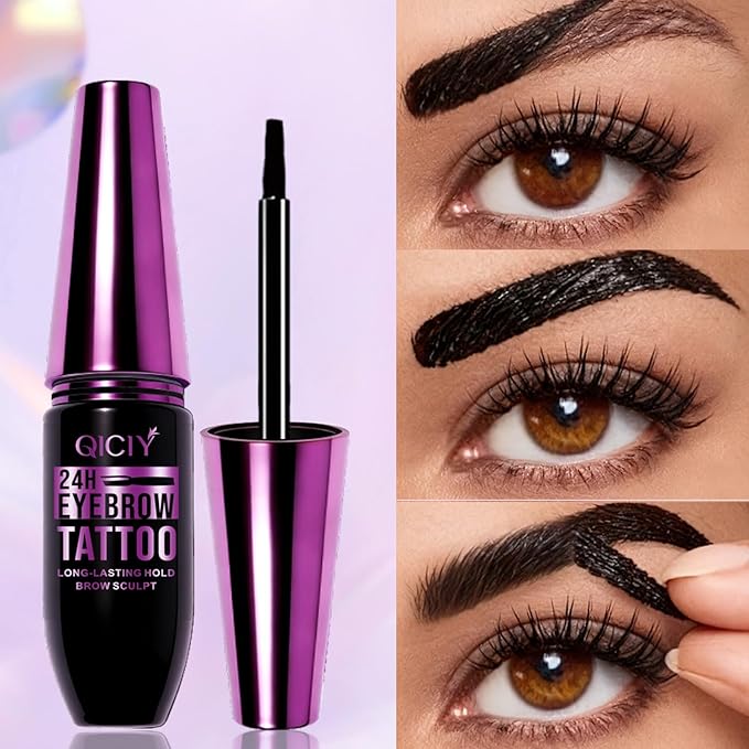 2PCS Peel Off Eyebrow Tint Gel, Semi-Permanent Color Brow Dye, Waterproof Long-Lasting Tattoo Eyebrow Gel for Fuller Defined Brows Makeup, Smudge-Proof, Easy Peel, Lasts Up To 24 Hours (Light Brown)