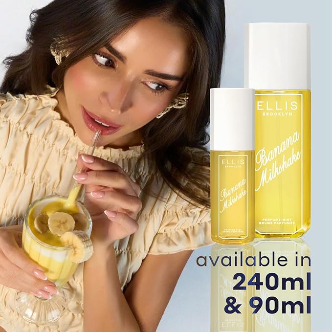 Ellis Brooklyn BANANA MILKSHAKE Perfume Mist, Sweet Gourmand Fragrance with Banana Milk, Vanilla & Tonka Bean, Vegan Perfume, Made In The USA, 240ml / 8.1 fl oz
