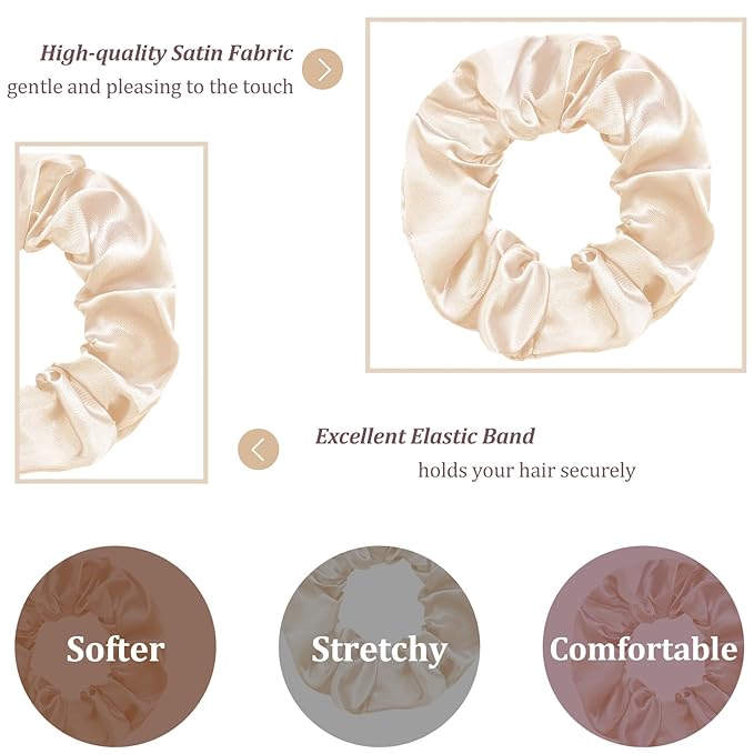 Silk Satin Scrunchies for Women Girls 24 PCS Hair Scrunchies Silk Satin Hair Ties for Thick Hair Bulk Hair Ties Hair Accessories