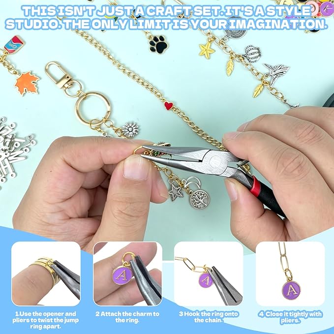 WANRSUDY 359 Pcs Charms Lip Gloss Keychain Making Kit-DIY Lip Balm Charms Kit Including Letter Clip Hooks Lobster Clasps Chains Jump Rings Complete Beginner Craft Set for Women DIY Gift