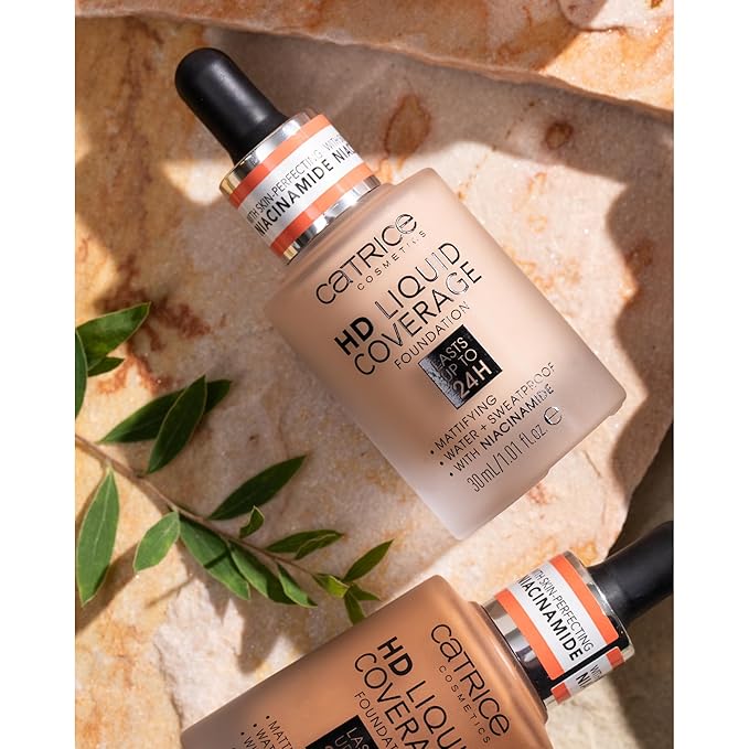 Catrice | HD Liquid Coverage Foundation | 24H Wear, Matte Finish, High Coverage, Waterproof Formula with Niacinamide | Vegan & Cruelty Free (010 | Light Beige)