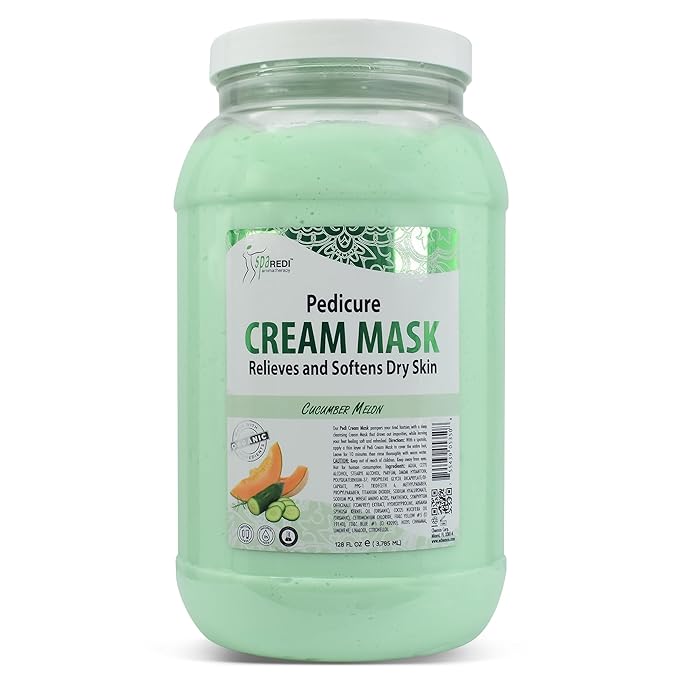 SPA REDI - Body and Foot Cream Mask, Cucumber and Melon, 128 Oz - Pedicure Massage for Tired Feet and Body, Hydrating, Fresh Skin