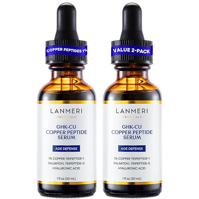 Lanmeri Copper Peptide Serum for Face:1% Copper Peptide (GHK-Cu) Anti-Aging Serum to Smooth Fine Lines, Improve Elasticity & Boost Collagen - Soothe & Repair Skin Barrier with Centella Asiatica