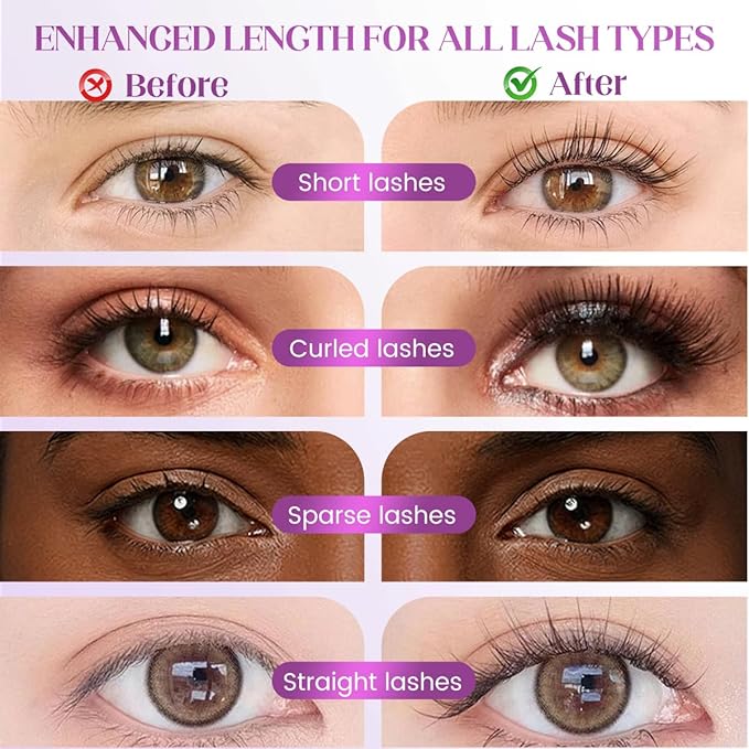 3D Curling Eyelash Iron Mascara, Ultra-Fine Lengthening Waterproof Quick-Dry Metal Wand Mascara Tubing, Washable, Long-lasting, Smudge Proof & No Flaking (Brown)