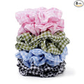 Satin Scrunchies for Women – 8PCS Plaid Mix (Light Blue, Black & White, Pink, Dark Green) Silk Hair Ties – No Crease, Frizz-Free, Retro & Chic Hair Bands for Thick & Thin Hair, Trendy Hair Accessories