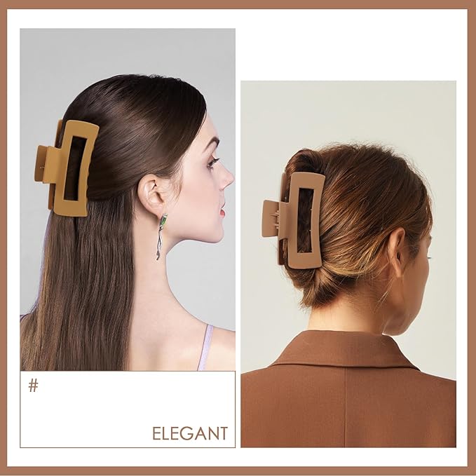 8 Pcs Large Hair Claw Clips 4.1 Inch Non-slip Big Square Matte Hair Claws for Women, Strong Hold Banana Clip for Thick Thin Hair(Multi-color)