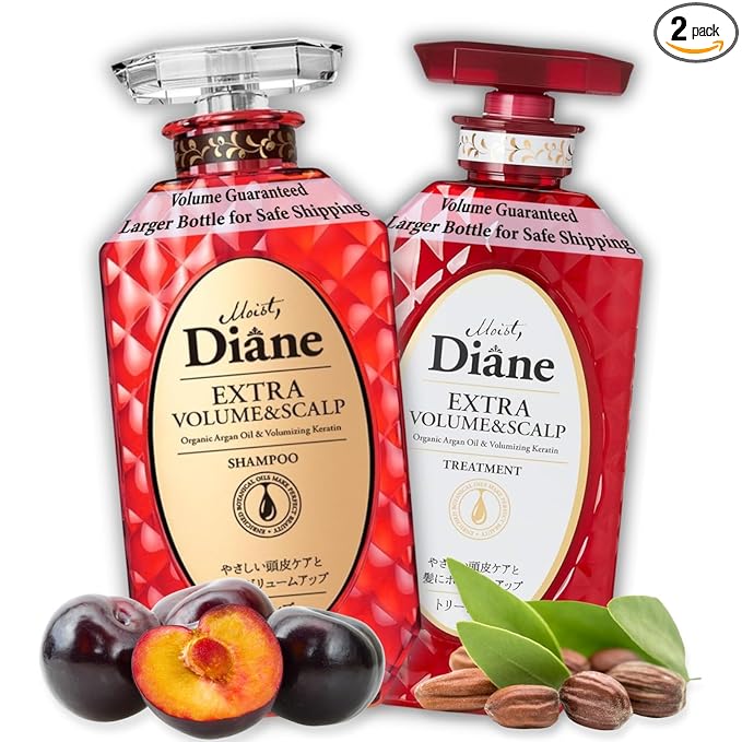 Moist Diane Thickening Shampoo and Conditioner for Fine Hair, Anti Thinging Shampoo & Conditioner for Women with Argan Oil, Keratin from Japan, Dry Scalp Shampoo & Conditioner 30.4Fl Oz VOLUME& SCALP