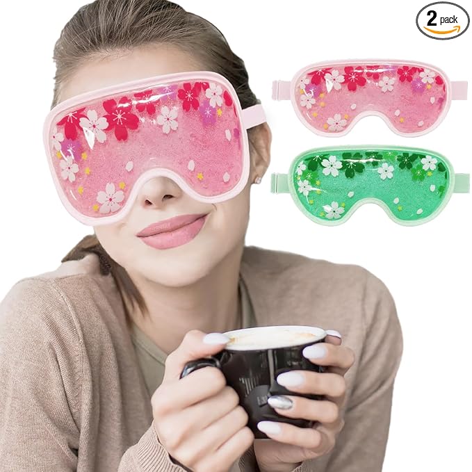 ZNÖCUETÖD Ice Eye Mask Cold Gel Cooling 2 Packs Reusable for Dark Circles and Puffiness, Cold Compress Eye Ice Pack for Dry Eyes, Migraine, Stress Relief Christmas Gift