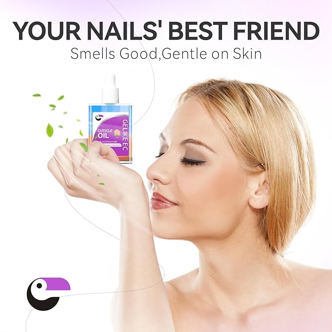 gelike ec Nail Cuticle Oil - Peach Scent Dual Color Nail Moisturizing With Natural Jojoba Vitamin B & E for Nail Bed ＆ Damaged Nails Repair Treatment - Cuticle Cream for Nail Growth and Strength