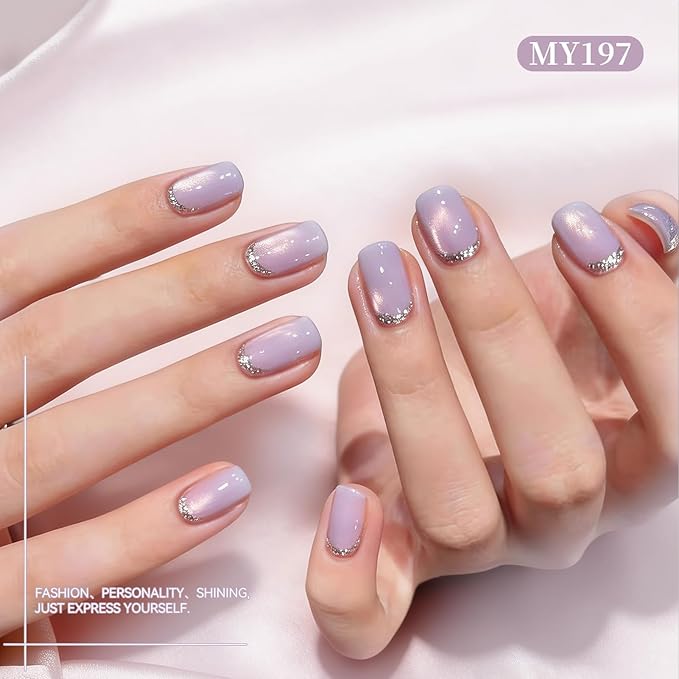 Born Pretty Cat Magnetic Eye Gel Nail Polish Set 6 Colors Spring Summer Moonlight Pastel Pink Blue Purple Green Glitter Magnetic Gel Polish Gels Polish Kit for Manicure Salon DIY 7ML