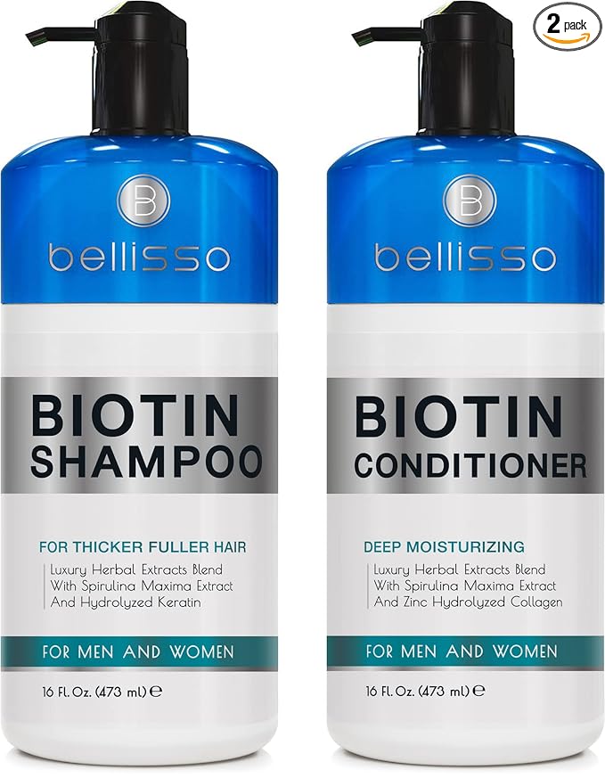 Biotin Shampoo and Conditioner Set - Sulfate and Paraben Free Treatment for Men and Women - Hair Thickening Volumizing Products to Help Boost Thinning Hair with Added Keratin
