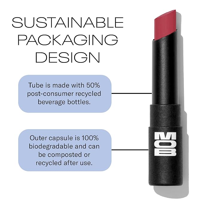 MOB Beauty Soft Matte Lipstick, M144 Muted Rose, Long Lasting, Weightless Blurring Lip Color Infused with Skincare, Vegan, Silicone-Free, Cruelty Free