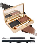 Eyebrow Powder Kit- 2 Colors Soft Eye Brow Tinted Powder Palette,Waterproof Longlasting Dark Brown/Black Brow Filler,Professional Eyebrow Makeup for Older Women with Mirror Brow Brush & Razor-Set04