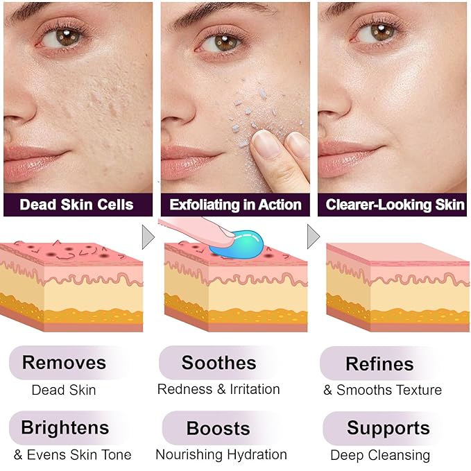 Black Rice Exfoliant, Peel Shot Glow Exfoliating Face Serum, Korean Skin Care Soft Exfoliating Body Scrub Dead Skin Cells, Blackheads Remover For All Skin Types 100ml