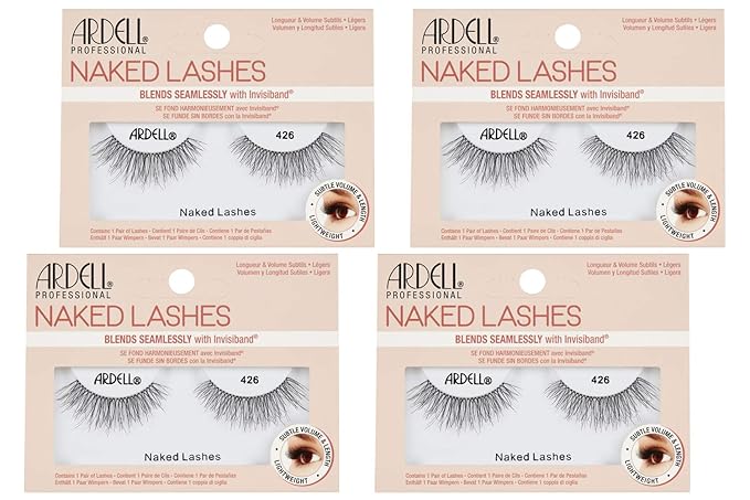 Ardell Naked Lashes Natural 426 with Invisiband - Lightweight, Natural False Eyelashes, Seamless Blend Strip, 4 Pairs
