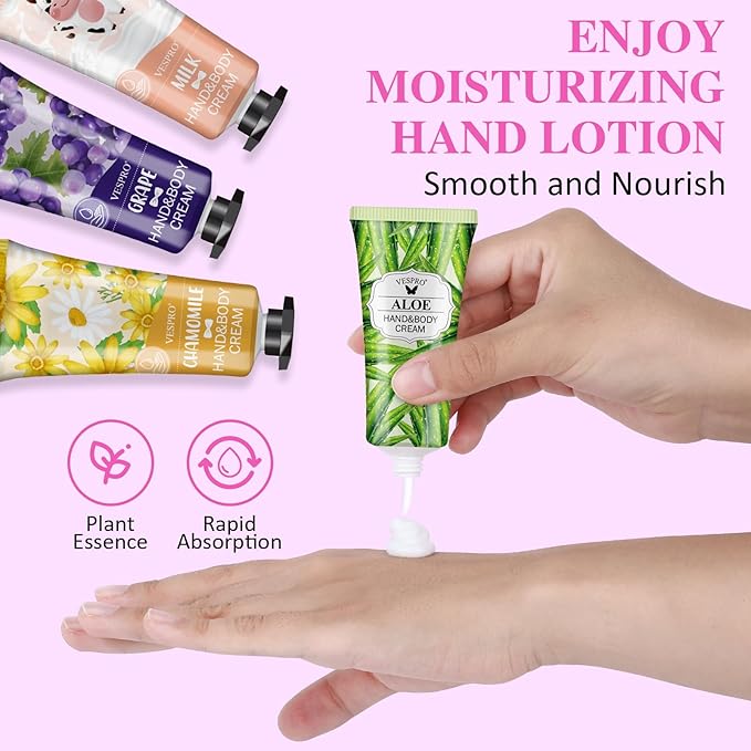 VESPRO 168 Pack Hand Cream Set for Women, Hand Lotion for Mothers Day Gifts, Bridesmaid Gifts, Thank You Gifts, Birthday Gifts, Party Favors, Hand Lotion Travel Size for Dry Cracked Hands