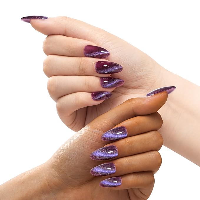 MAYCHAO 15ML Cat Eye Gel Nail Polish 1Pc Rainbow Purple Gel Polish with Magnet Soak off Holographic Magnetic Nail Polish for Nail Art Manicure Salon DIY at Home, 0.5 OZ