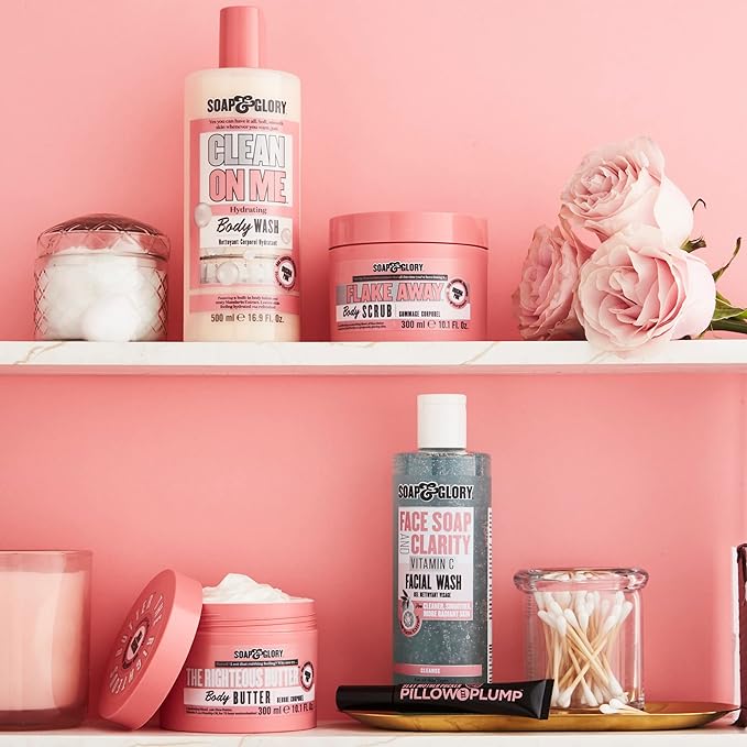 Soap & Glory Face Wash with Vitamin C - 3 in 1 Brightening Facial Cleanser, Makeup Remover & Face Exfoliator - Deeply Cleanses, Purifies & Hydrates for Radiant, Smooth Skin (11.8 fl oz)