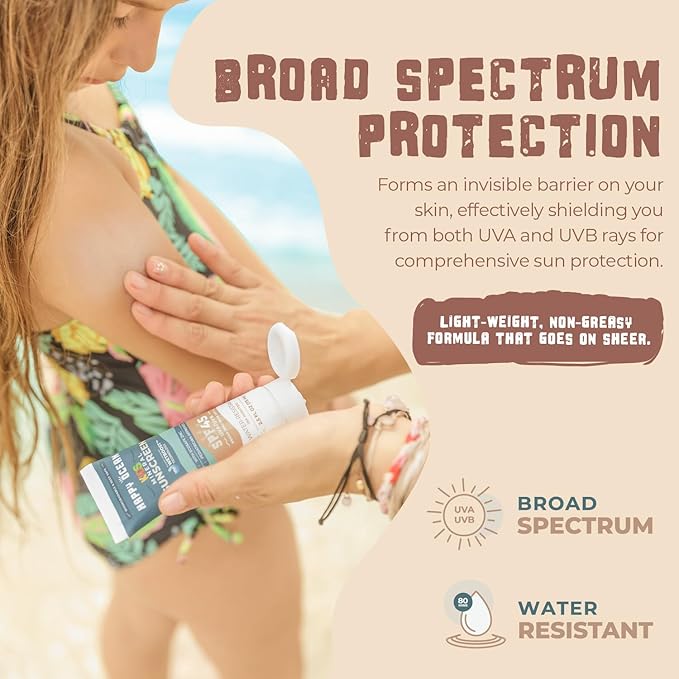 Happy Ocean Kids Mineral Sunscreen SPF 45 – Reef Safe, Non-Toxic for Babies & Toddlers, Zinc Oxide, Water Resistant, Travel Size, Face & Body