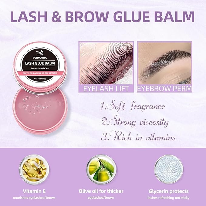 PERMANIA Lash Perm and Black Kit,Salon Grade Supplies for Eyelash Lift and Brow Lamination Black Ti-nt with Lash Lift Balm 4 IN 1 Fast Quick Curling & Coloring Natural Result Hair Color Developers