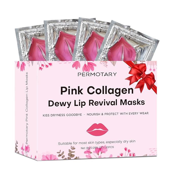 30 PCS Moisturizing Collagen Lip Mask Crystal Mouth Care Pads Mask for Moisturizing & Reducing Chapped, Smoothing Fine Lines Lip Patches with Moisture Essence for Gifts
